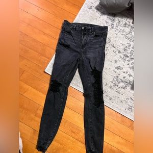 Black  ripped American eagle skinny jeans